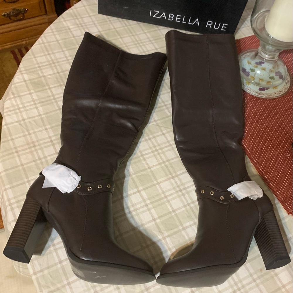 Vestia Knee-High Boots Size 9 Dk Brown